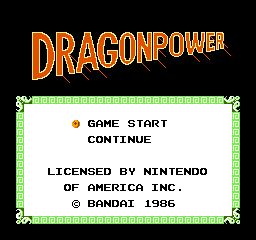 Dragon Power title screen for NES